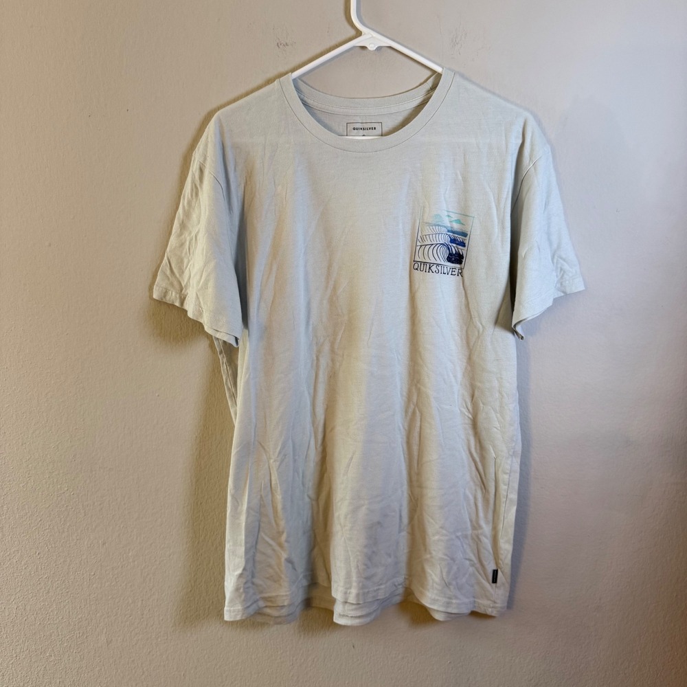 Quiksilver Mens Premium Fit Wave Graphic T-Shirt Light Grey Size Large Short Slv